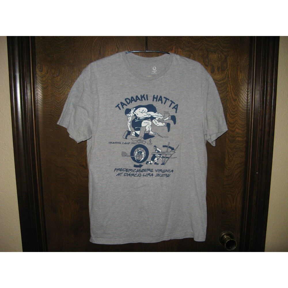 Mens Tadaaki Hatta Jiujitsu Wrestling Traing Camp 2023 Gray T-Shirt Size M
